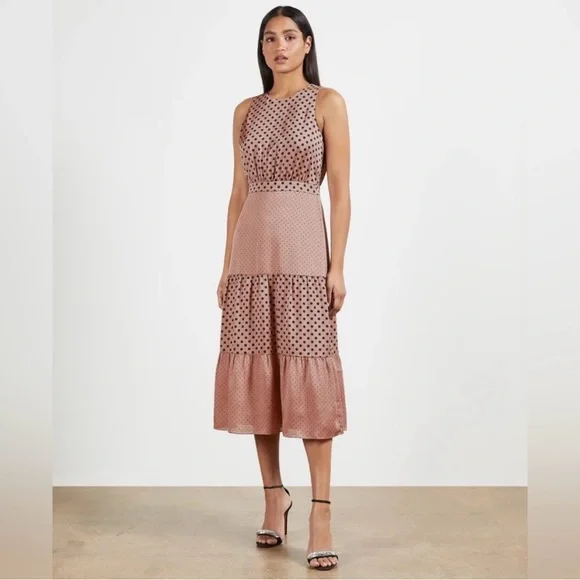 Ted Baker Women's Mix Polka Dot Midi Dress - Pink - Size 1 / US 4 Ted Baker Women's Mix Polka Dot Midi Dress - Pink - Size 1 / US 4